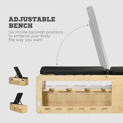 Adjustable Incline Wooden Workout Bench, Dumbbell Rack, Resistance Bands Weight Benches at Gallery Canada