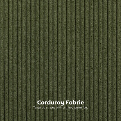 Set of 2 Barstools, Upholstered Corduroy, Backrest, Footrest, Green Bar Stools at Gallery Canada