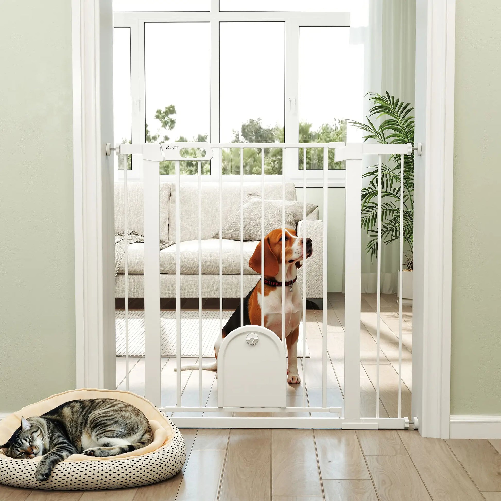 30"-41" Extra Wide Pet Gate, 35"H, Small Door, White Houses, Kennels & Pens at Gallery Canada
