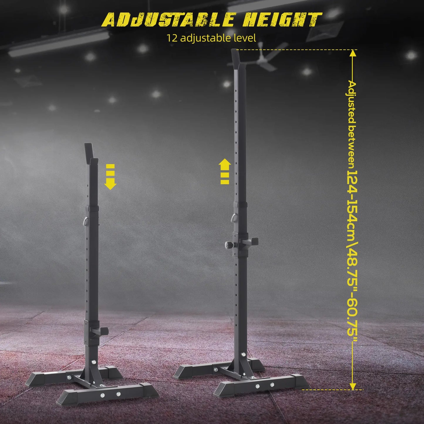 Adjustable Power Squat Stand, 2 Bars Barbell Holder, Black Power Towers at Gallery Canada