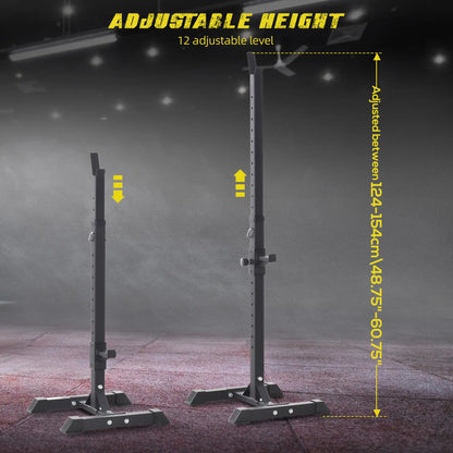 Adjustable Power Squat Stand, 2 Bars Barbell Holder, Black Power Towers at Gallery Canada