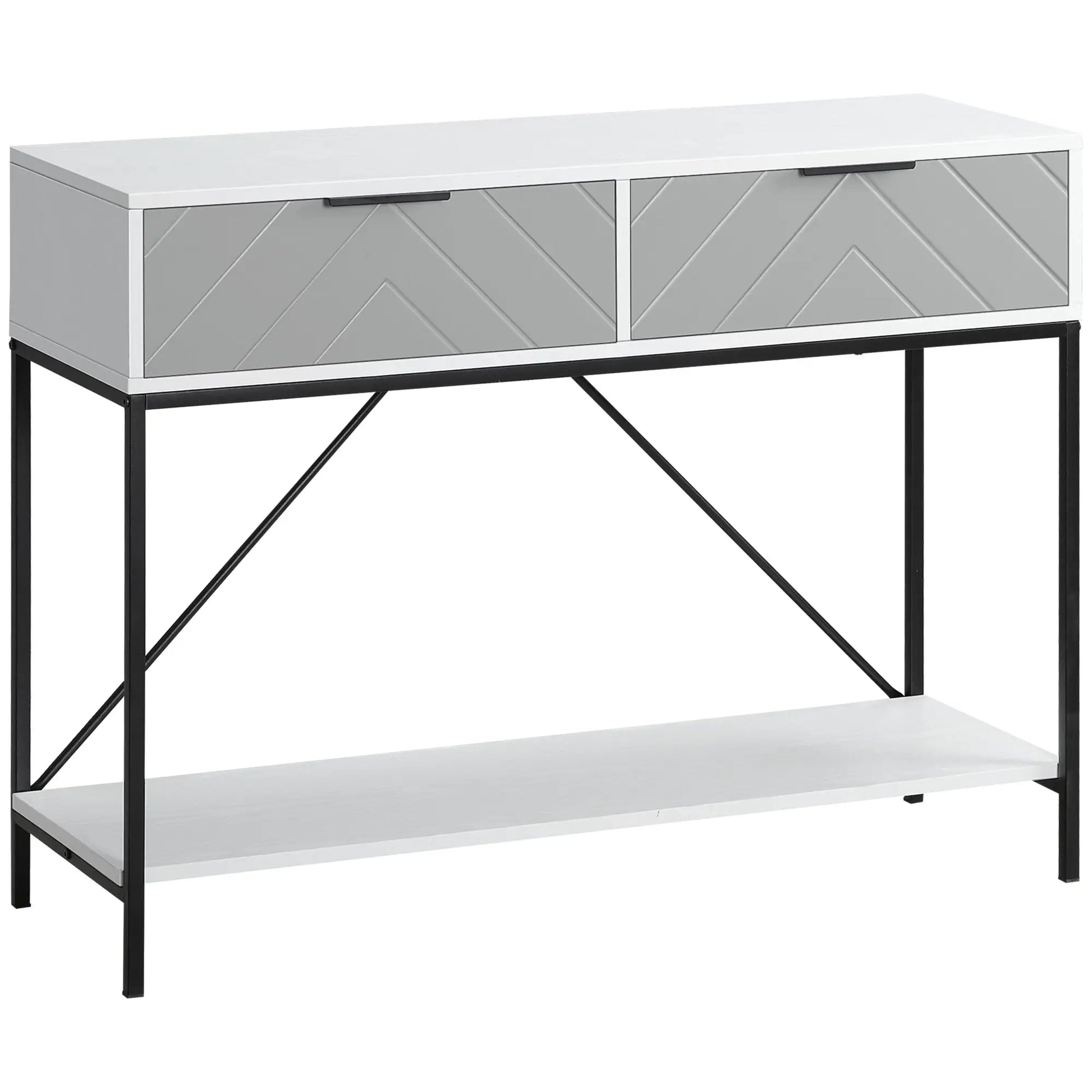 Modern Console Table with 2 Drawers, 2 Tier Entryway Table with Shelf, White Console Tables at Gallery Canada