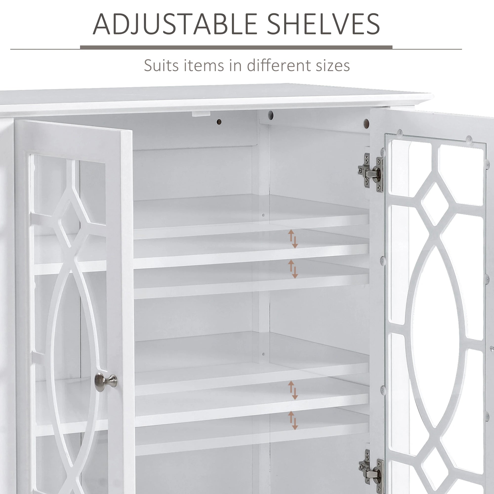 Sideboard Cabinet, Buffet Table, Double Glass Doors, 2 Shelves, White Bar Cabinets at Gallery Canada