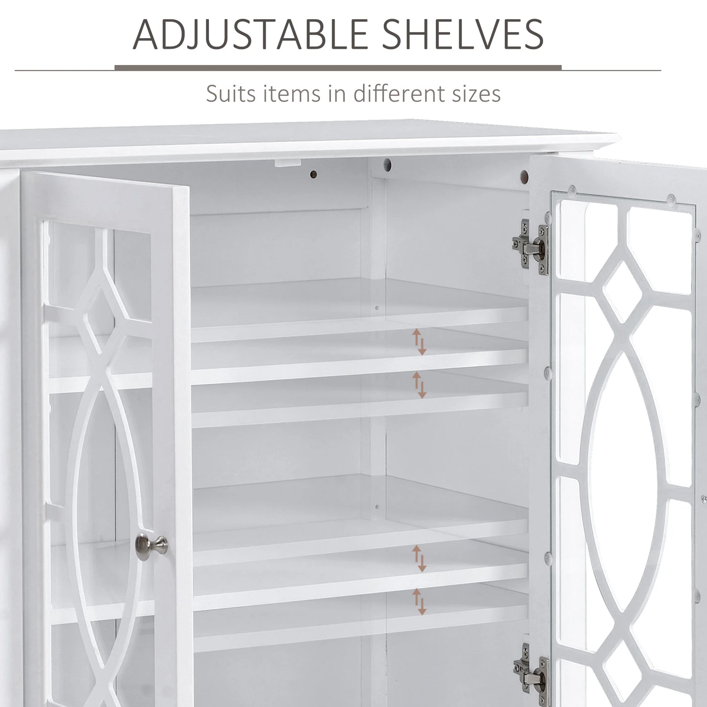 Sideboard Cabinet, Buffet Table, Double Glass Doors, 2 Shelves, White Bar Cabinets at Gallery Canada