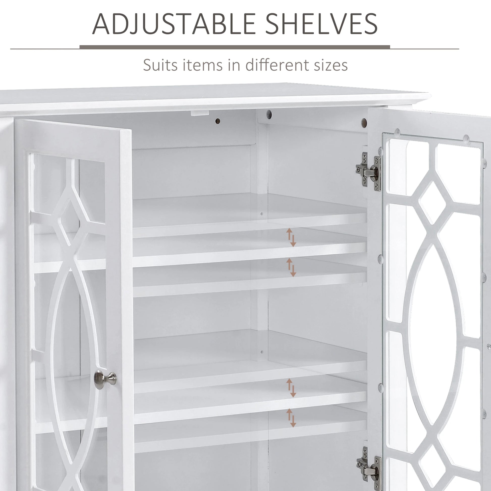 Sideboard Cabinet, Buffet Table, Double Glass Doors, 2 Shelves, White Bar Cabinets at Gallery Canada