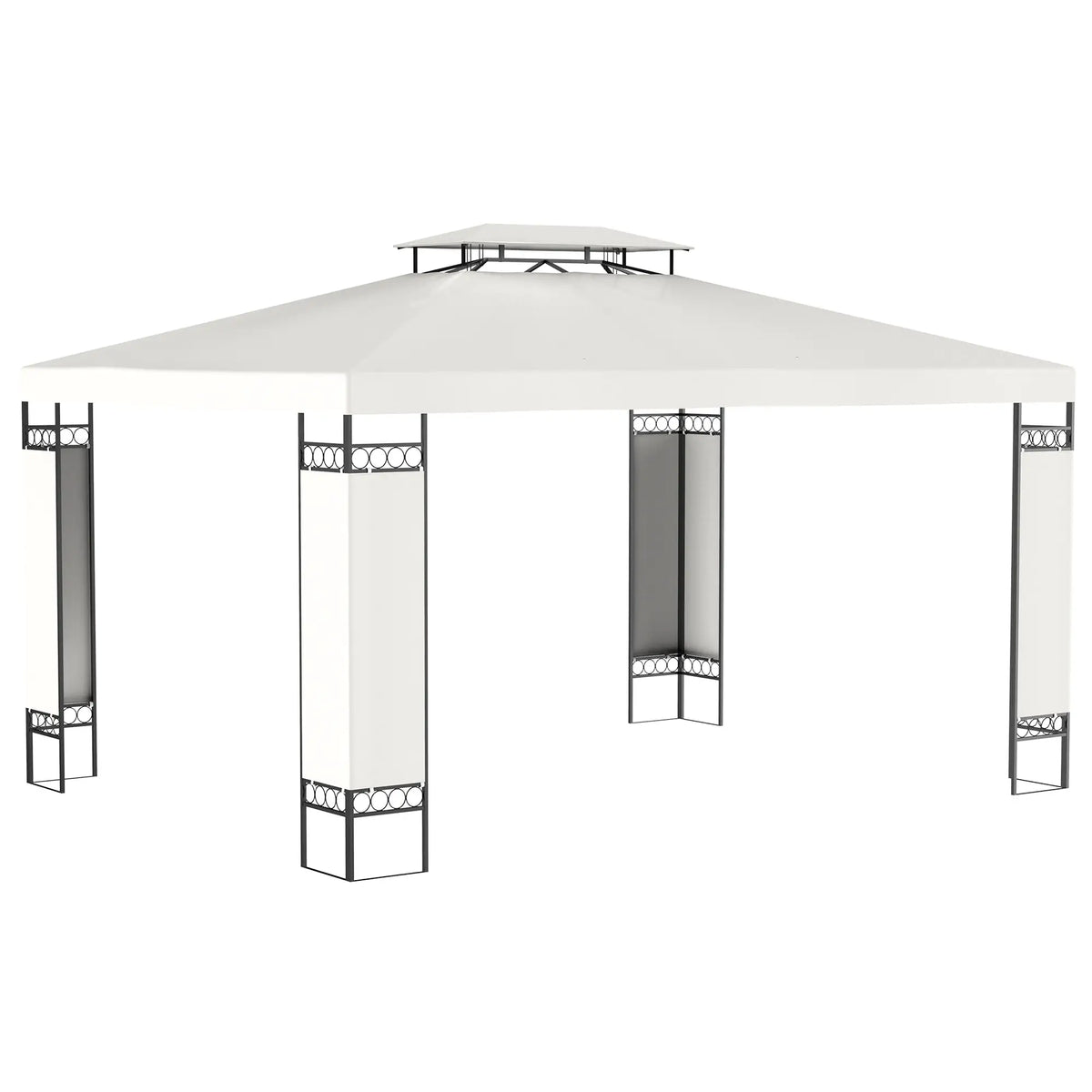 10' x 13' Gazebo, Double Roof Patio Canopy With Screen, White
