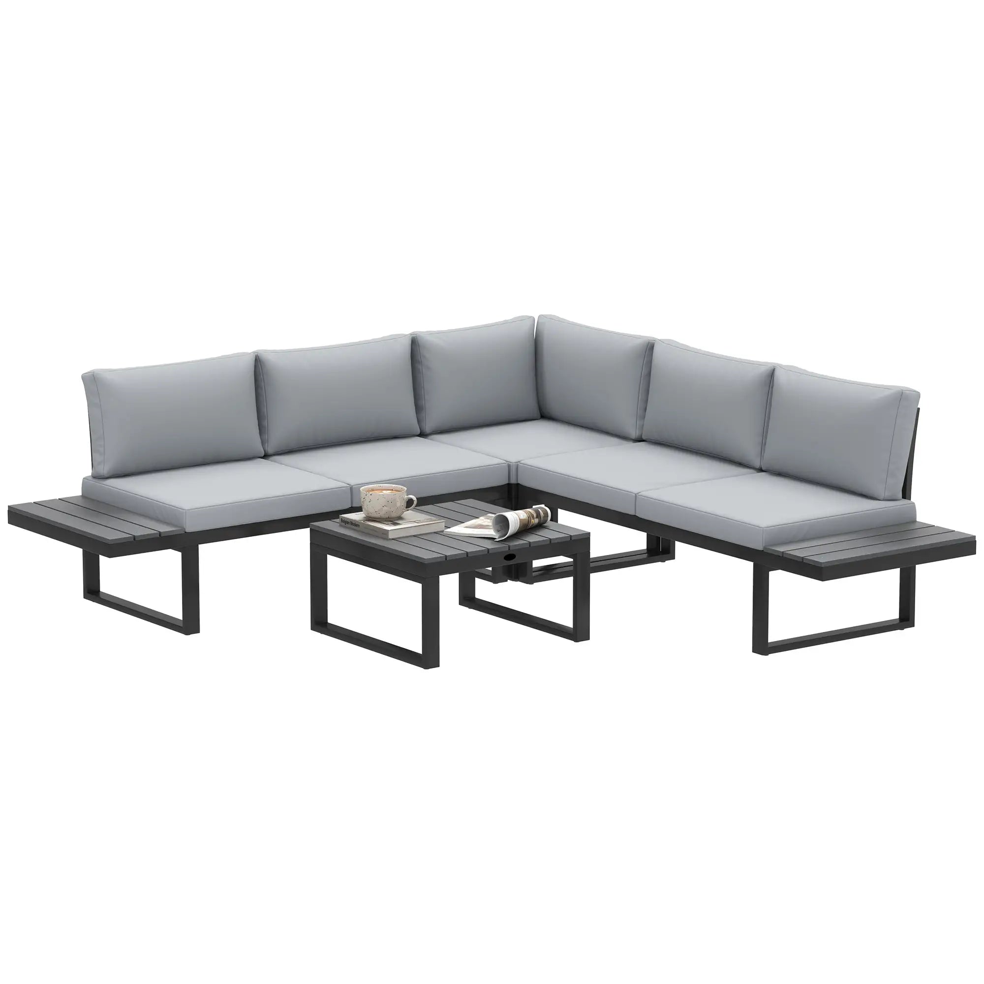 4 Piece Outdoor Patio Furniture Set, 5 Level Reclining Garden Corner Sofa Patio Furniture Sets at Gallery Canada