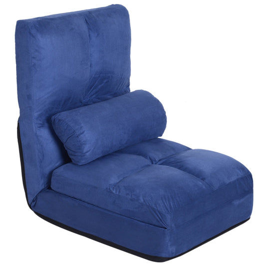 5-Position Floor Lazy Sofa Chair Adjustable Folding Couch Video Gaming Bed Blue - Gallery Canada