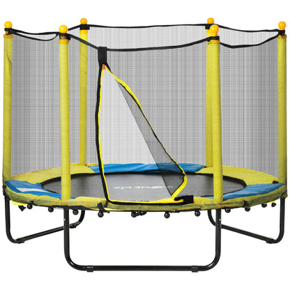 4.6FT Kids Trampoline with Enclosure Net, Indoor Outdoor, Yellow Trampolines Yellow, Black, Blue at Gallery Canada