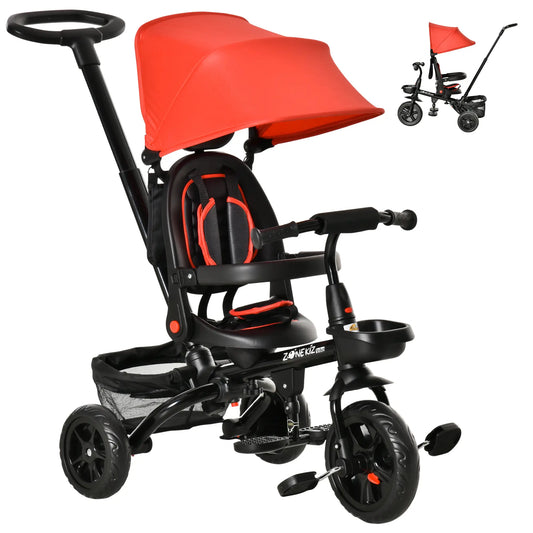 Toddler Tricycle, 4 in 1 Kids Trike, Adjustable Seat, Push Bike, Red Tricycles for Kids Red, Black at Gallery Canada