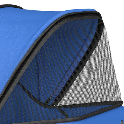 Foldable 3 Wheel Dog Stroller, Storage Basket, Adjustable Canopy, Blue Dog Bike Trailers & Strollers at Gallery Canada