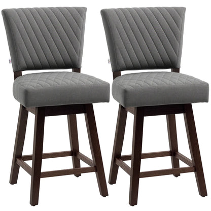 2 Swivel Bar Stools, Counter Height, Wood Legs, Footrests, Dark Grey Bar Stools Dark Grey, Dark Brown at Gallery Canada
