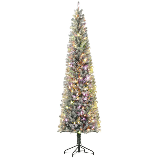 9ft Prelit Pencil Christmas Tree, Flocked, 895 Tips, Dual Color LEDs Pre Lit Christmas Trees Green at Gallery Canada
