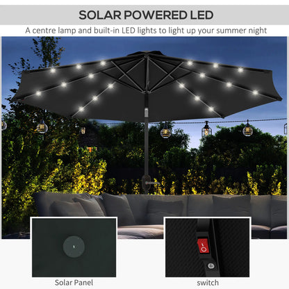 9ft Solar Patio Umbrella, 24 LED Lights, Tilt Canopy, Black Sun Umbrellas at Gallery Canada