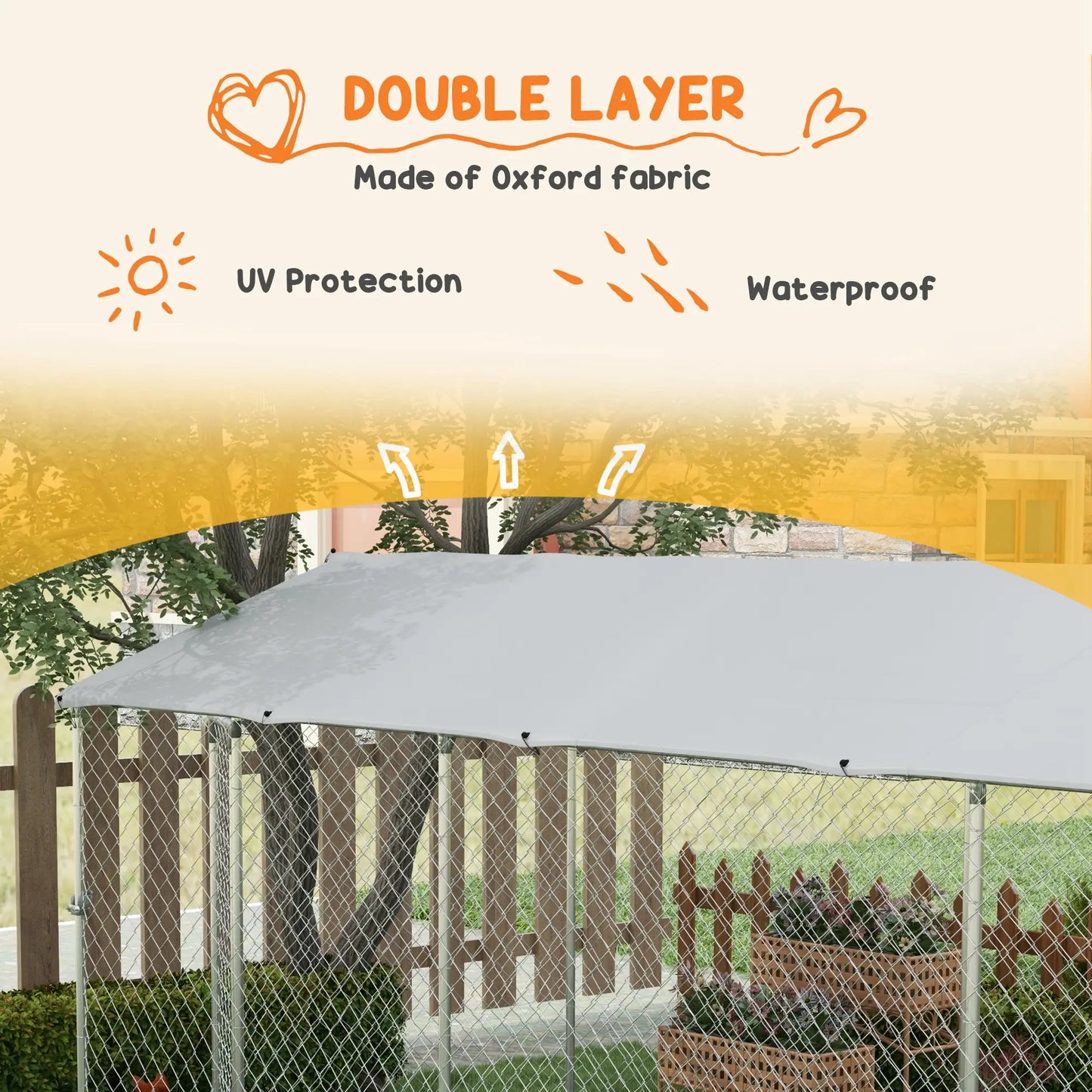 19.7' x 7.5' x 7.5' Outdoor Dog Kennel, Waterproof UV Resistant Cover, Silver Houses, Kennels & Pens at Gallery Canada