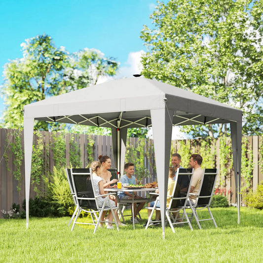 10 x 10 ft Pop Up Canopy Tent, Remote Control, UPF 50+, Light Grey Pop Up Canopies Light Grey at Gallery Canada