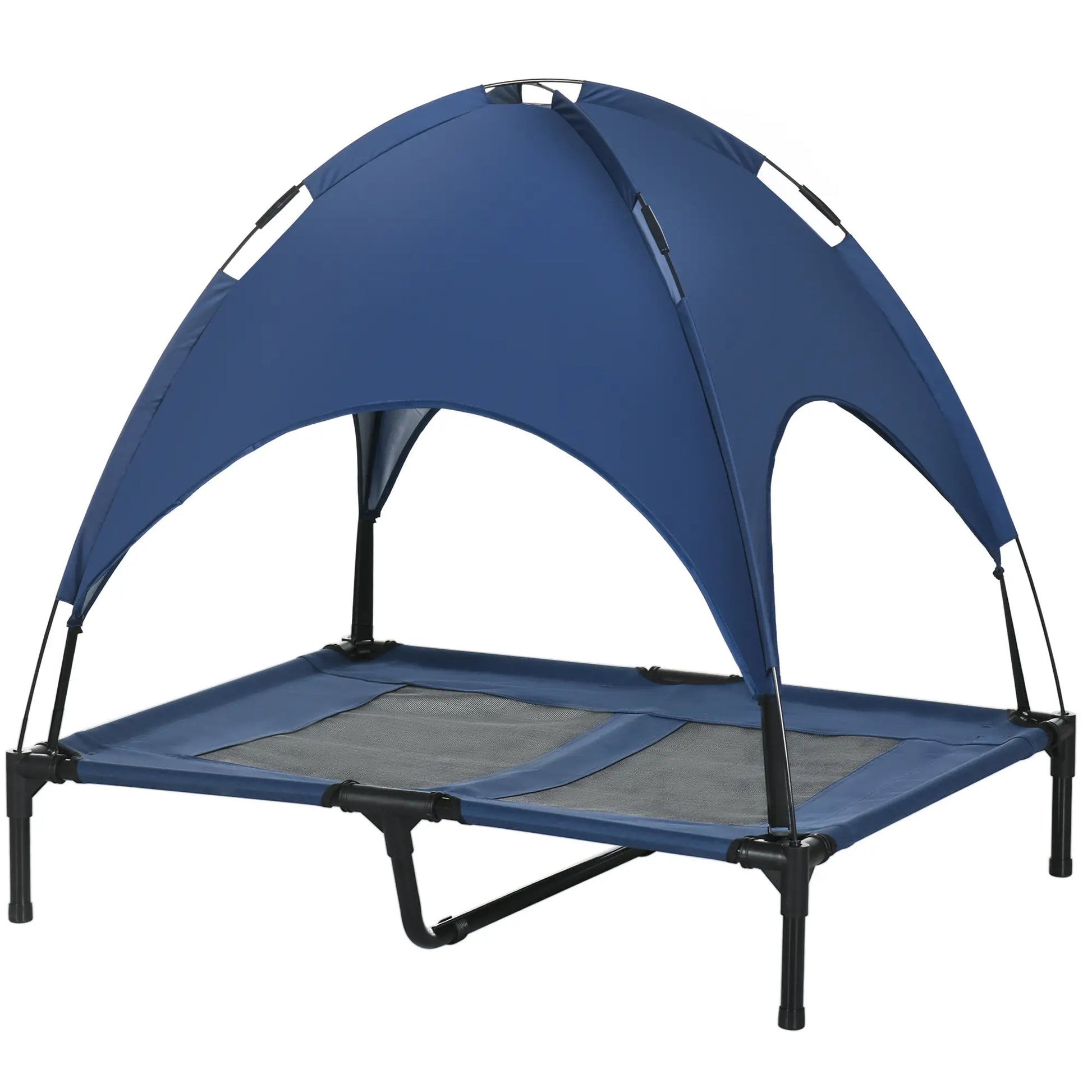 Elevated Dog Bed with Canopy, Portable Raised Dog Cot, L Size, 36" x 30" x 35", Dark Blue Elevated Dog Beds at Gallery Canada