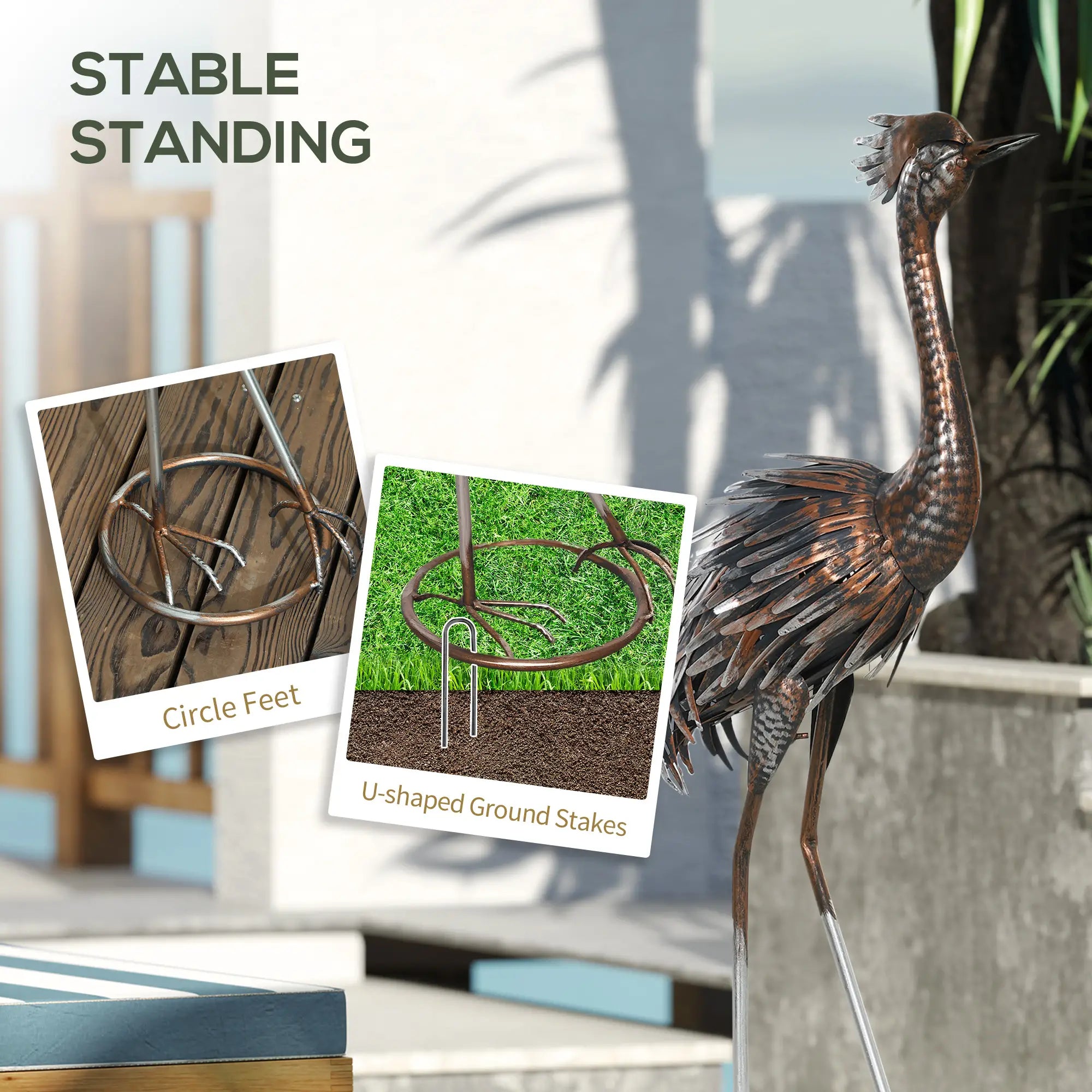 Garden Statue, Heron Standing Sculpture, 12.2