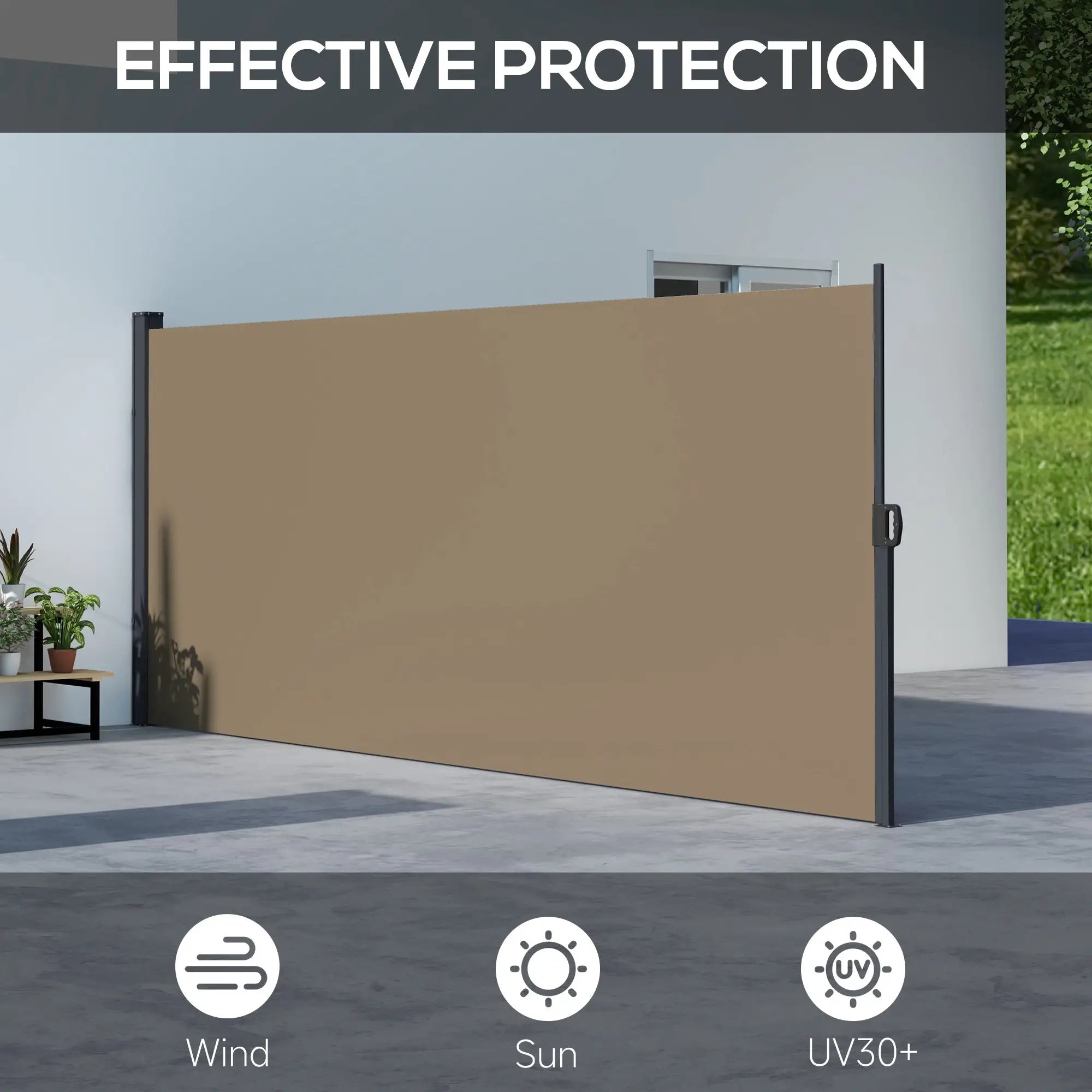 13' x 5' Retractable Side Awning, Outdoor Privacy Screen, Khaki Retractable Side Awning at Gallery Canada