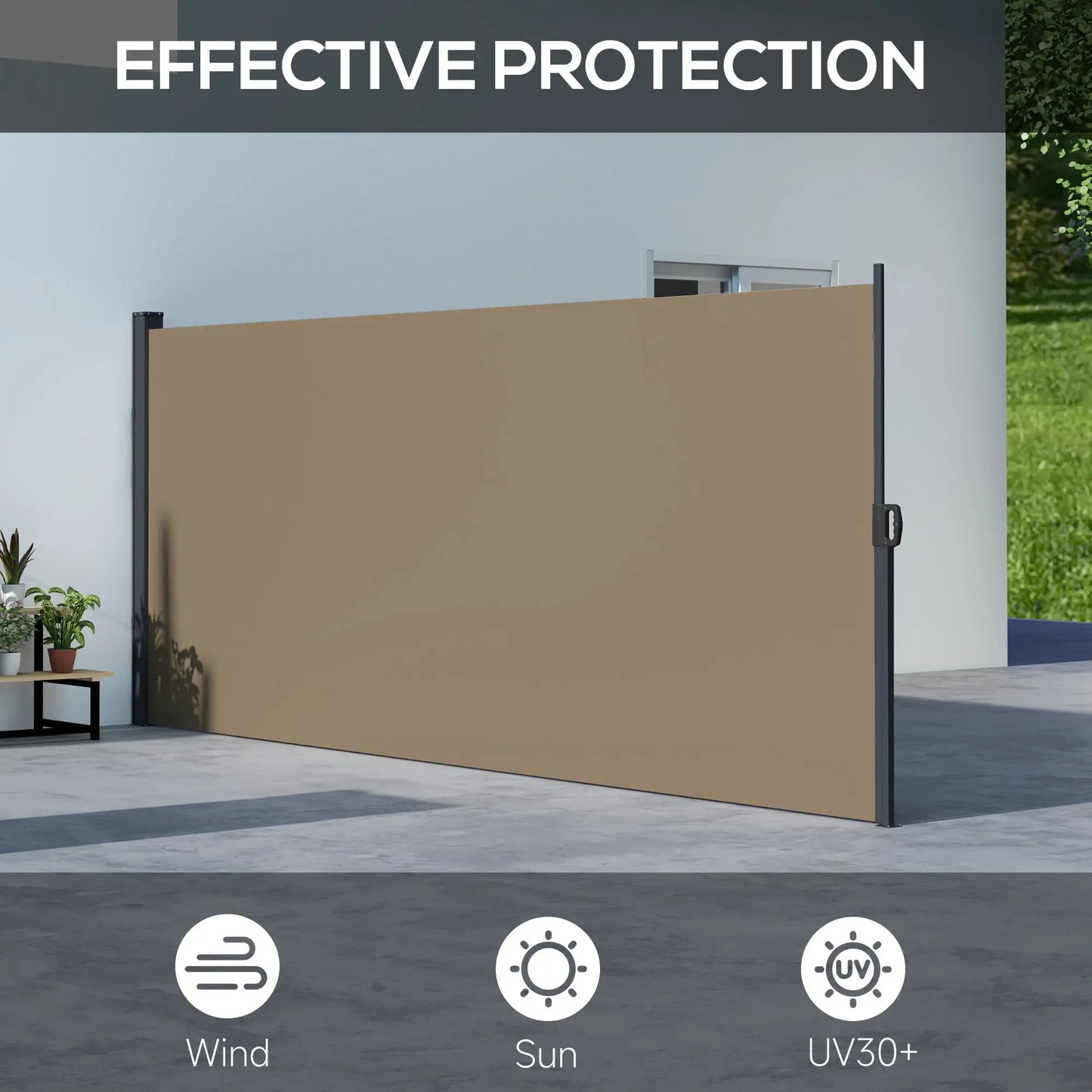 13' x 5' Retractable Side Awning, Outdoor Privacy Screen, Khaki Retractable Side Awning at Gallery Canada