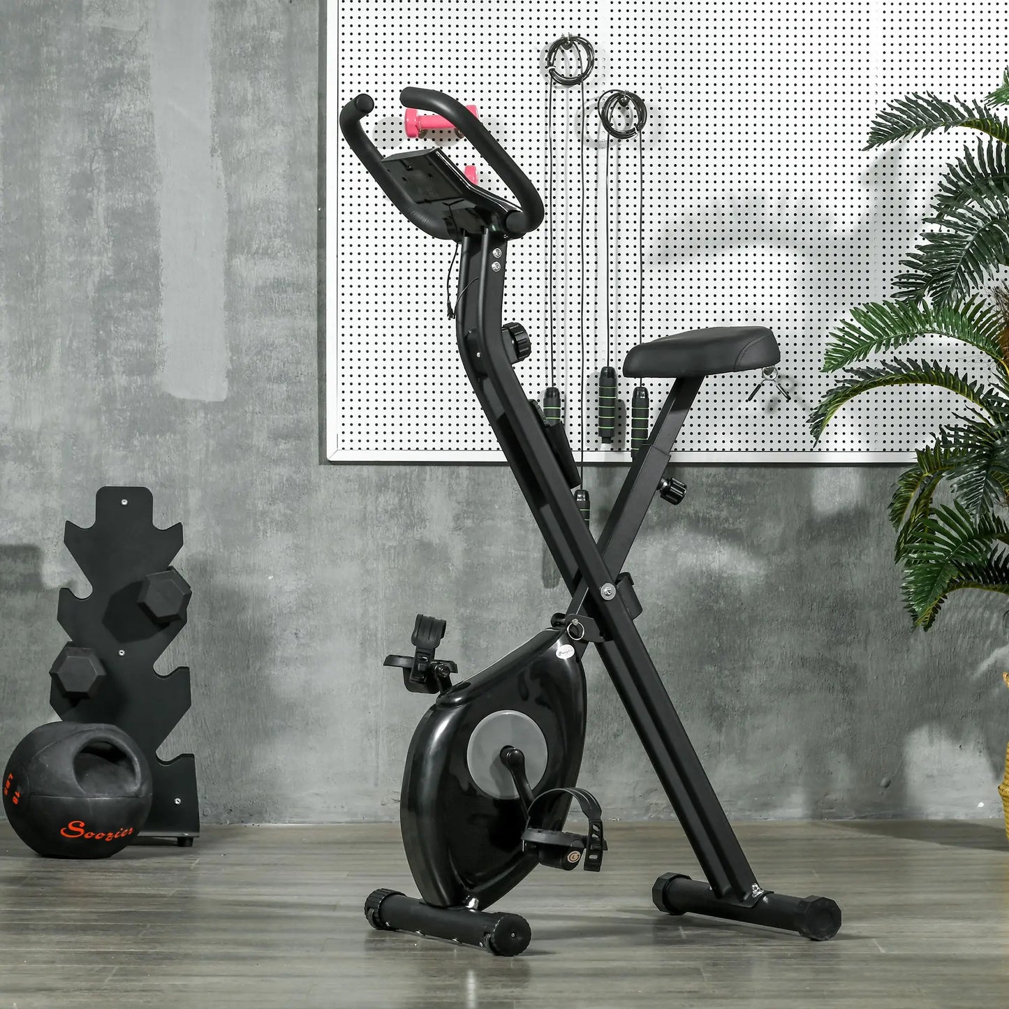 Foldable Exercise Bike, 8-Level Magnetic Resistance, LCD Screen, Phone Holder, Black Exercise & Stationary Bikes at Gallery Canada