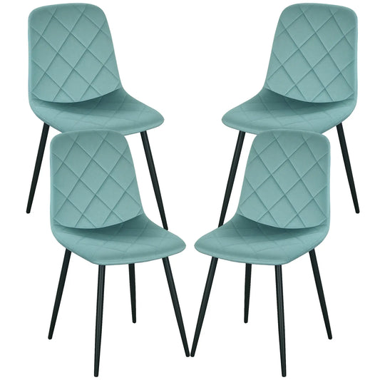 Upholstered Dining Chairs Set of 4, Steel Legs, Modern Kitchen Chair, Green Dining Chairs Green at Gallery Canada