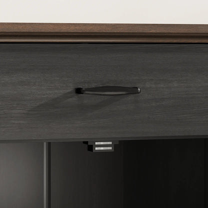 55" Black Buffet Cabinet, Farmhouse Sideboard, 4 Barn Doors, 2 Drawers, Black Storage Cabinets at Gallery Canada