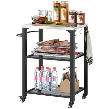 3-Shelf Outdoor Grill Cart, Stainless Steel Top, Wheels Outdoor Grill Carts at Gallery Canada