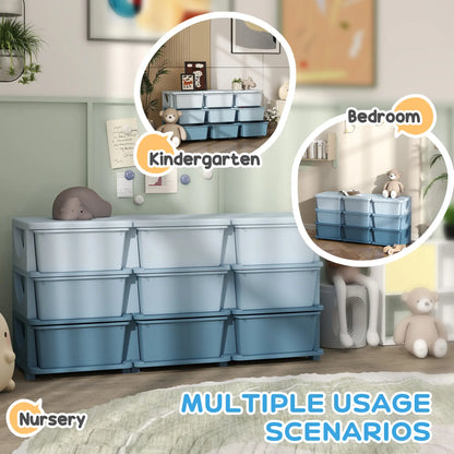 3 Tier Kids Toy Organizer, 9 Plastic Drawers, Blue Baby & Kids Storage at Gallery Canada
