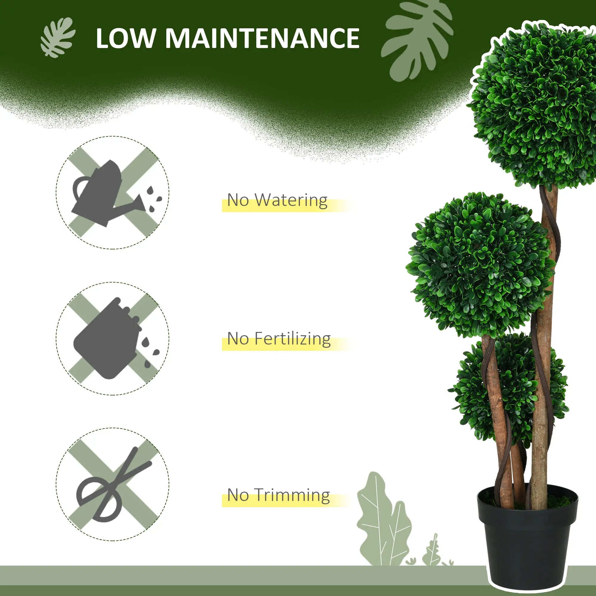 3.6ft Artificial Tree, Triple Ball Boxwood Topiary, Indoor Outdoor Artificial Trees at Gallery Canada