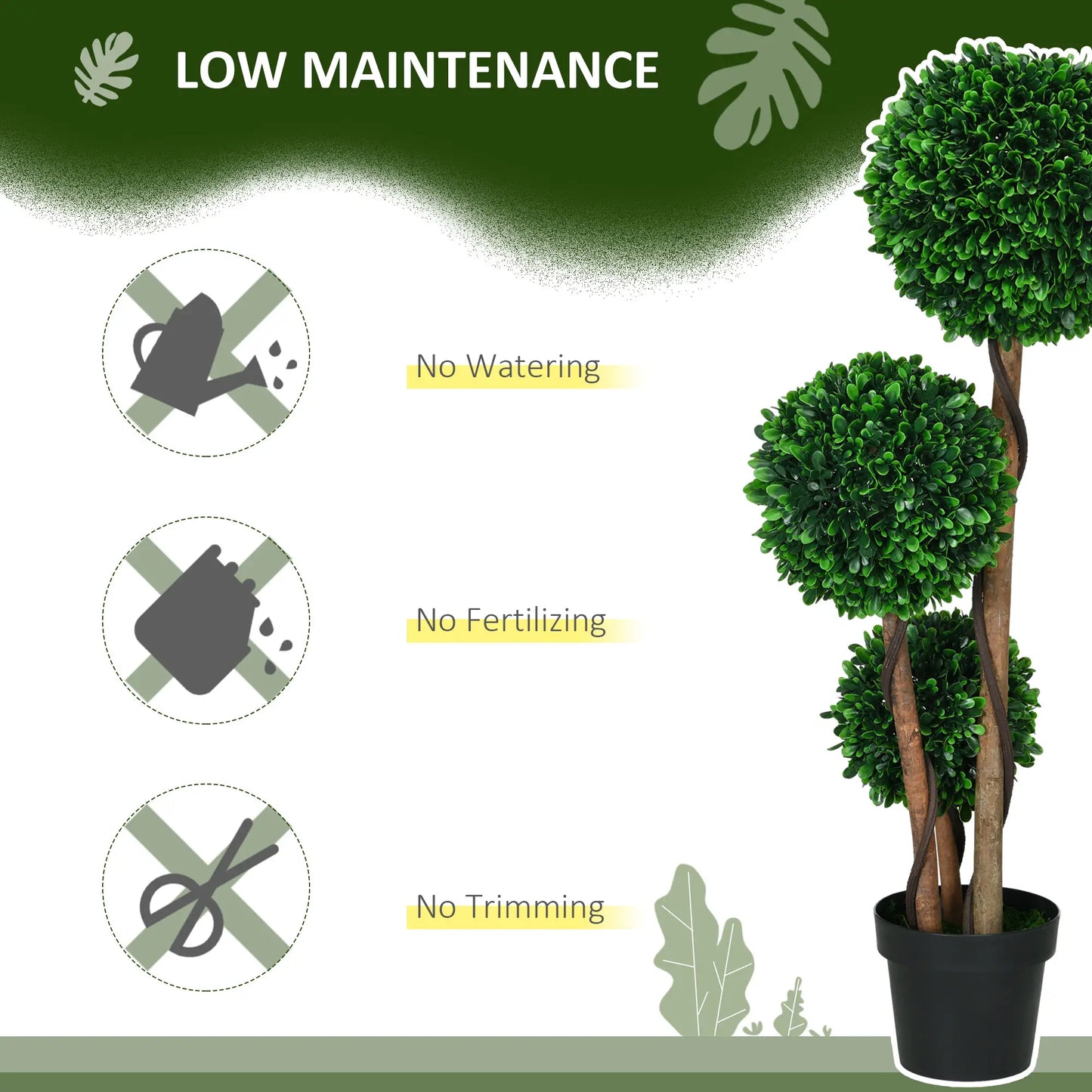 3.6ft Artificial Tree, Triple Ball Boxwood Topiary, Indoor Outdoor Artificial Trees at Gallery Canada