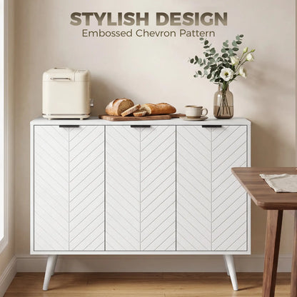 Modern Sideboard and Buffet, Dining Room Cabinet with Adjustable Shelves and 3 Doors, White Storage Cabinets at Gallery Canada