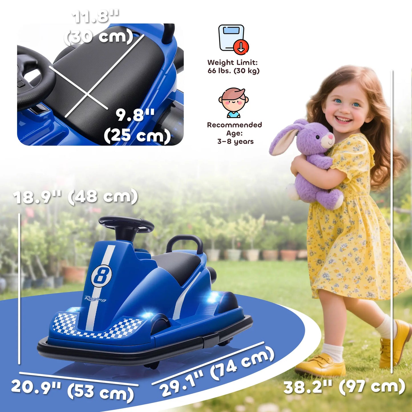 6V Bumper Car for Kids, 360 Degree Spin, Dual Motors, Music, Blue Electric Toy Cars at Gallery Canada