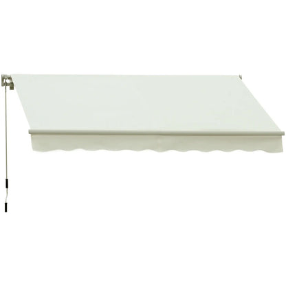 10' x 8' Manual Retractable Awning, Sun Shade Canopy, Aluminum Frame, UV Protection, Cream White Deck Awnings at Gallery Canada