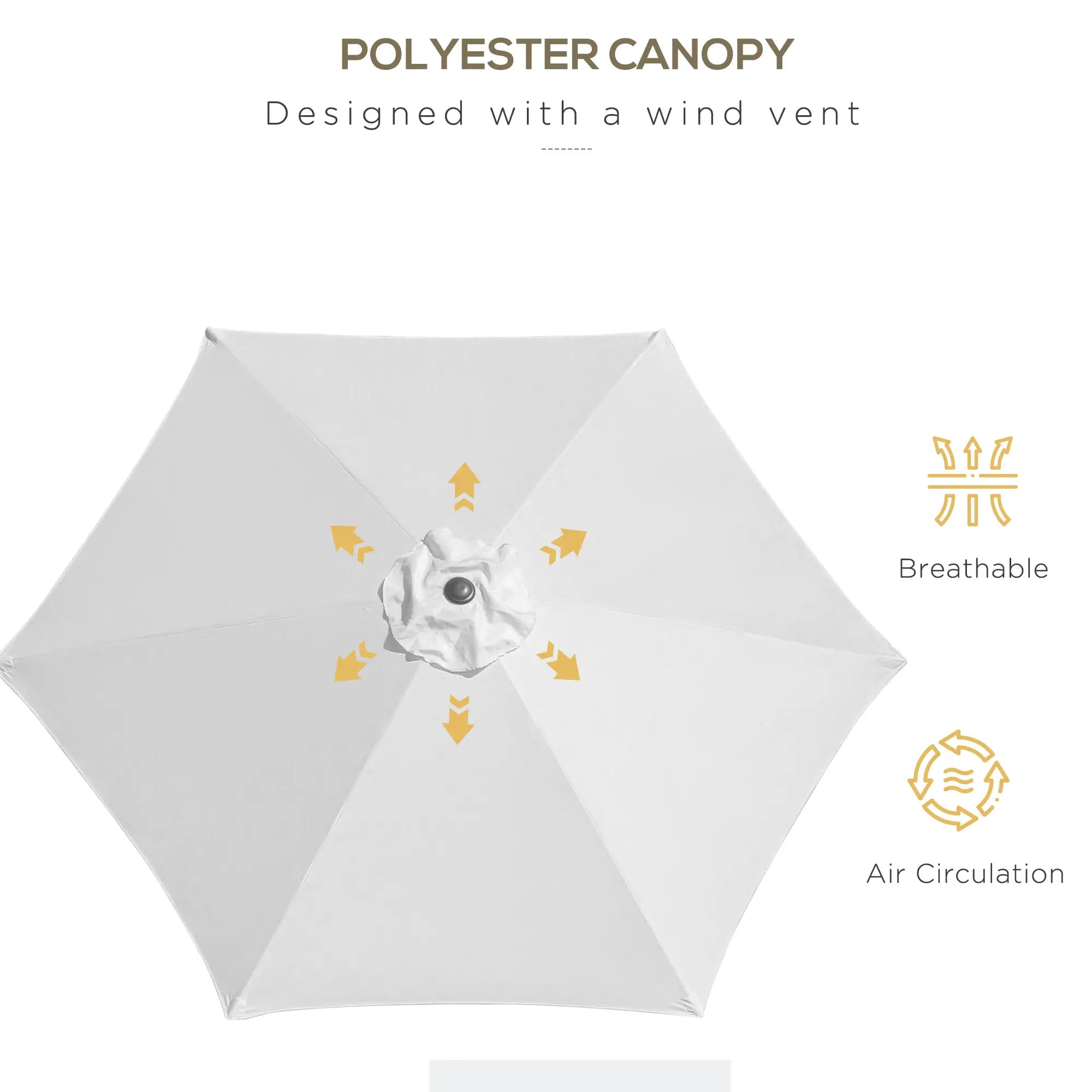 8.5' Round Aluminum Patio Umbrella, 6 Ribs, Tilt Canopy, Cream White Sun Umbrellas at Gallery Canada