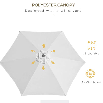 8.5' Round Aluminum Patio Umbrella, 6 Ribs, Tilt Canopy, Cream White Sun Umbrellas at Gallery Canada
