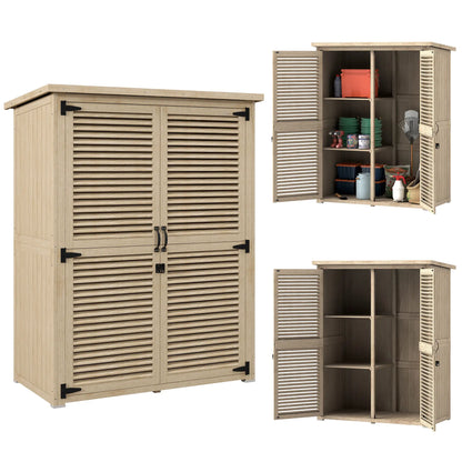 Wooden Garden Shed, 50" x 26" x 66", Waterproof Asphalt Roof, Shelves, Natural