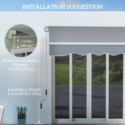 10x8ft Manual Retractable Patio Awning, Aluminum Frame, Grey Deck Awnings at Gallery Canada