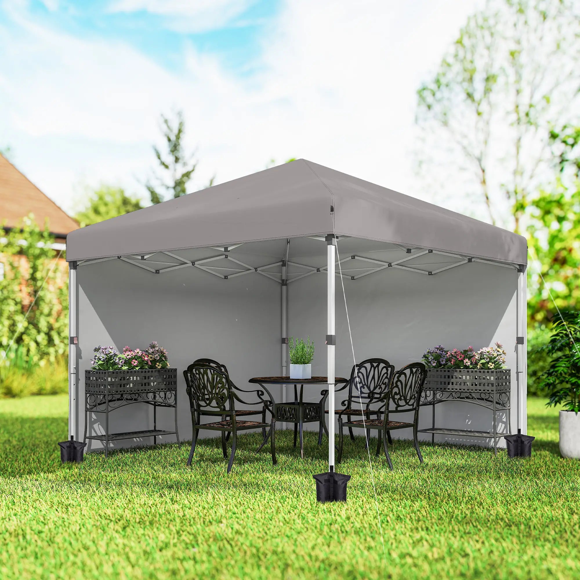 10' x 10' Pop Up Canopy, Sidewalls, Roller Bag, Adjustable Tent, Grey Pop Up Canopies at Gallery Canada