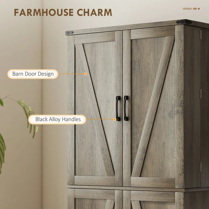 72 Inch Kitchen Pantry Cabinet, Farmhouse Storage with 4 Doors, Drawer, Grey Kitchen Pantry Cabinets at Gallery Canada