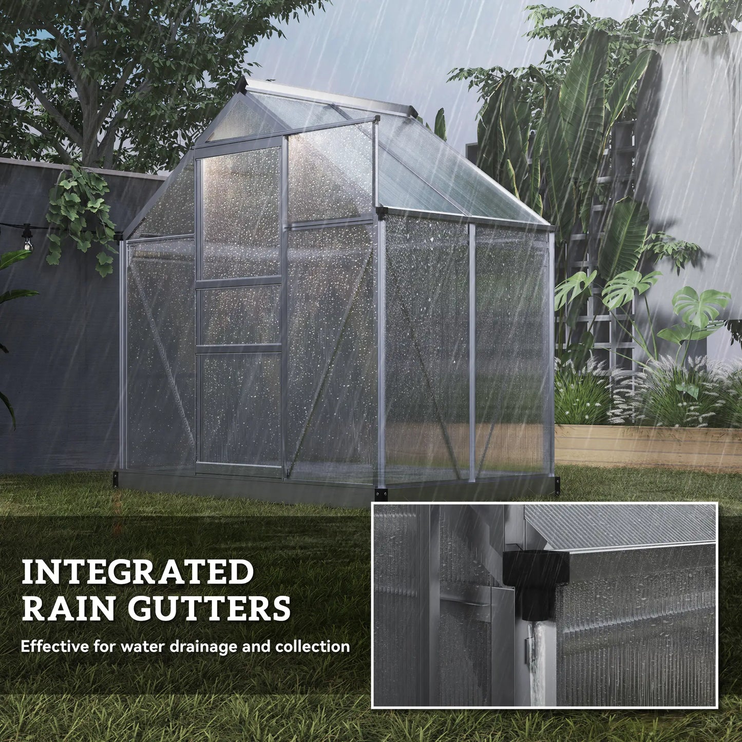6' x 4' x 6.6' Polycarbonate Greenhouse, Walk-In Kit, Silver Walk In Greenhouses at Gallery Canada