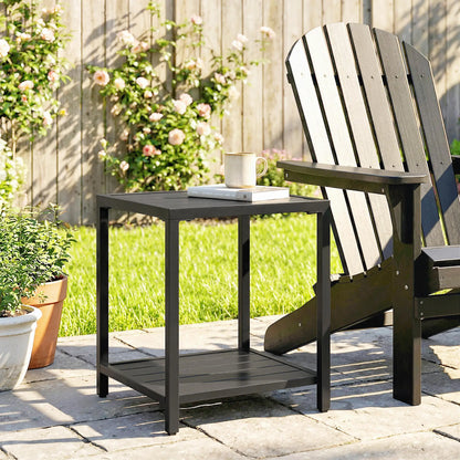 Outdoor Coffee Table, 2-Tier With Storage Shelf, Adjustable Feet, Black Patio Side Tables at Gallery Canada