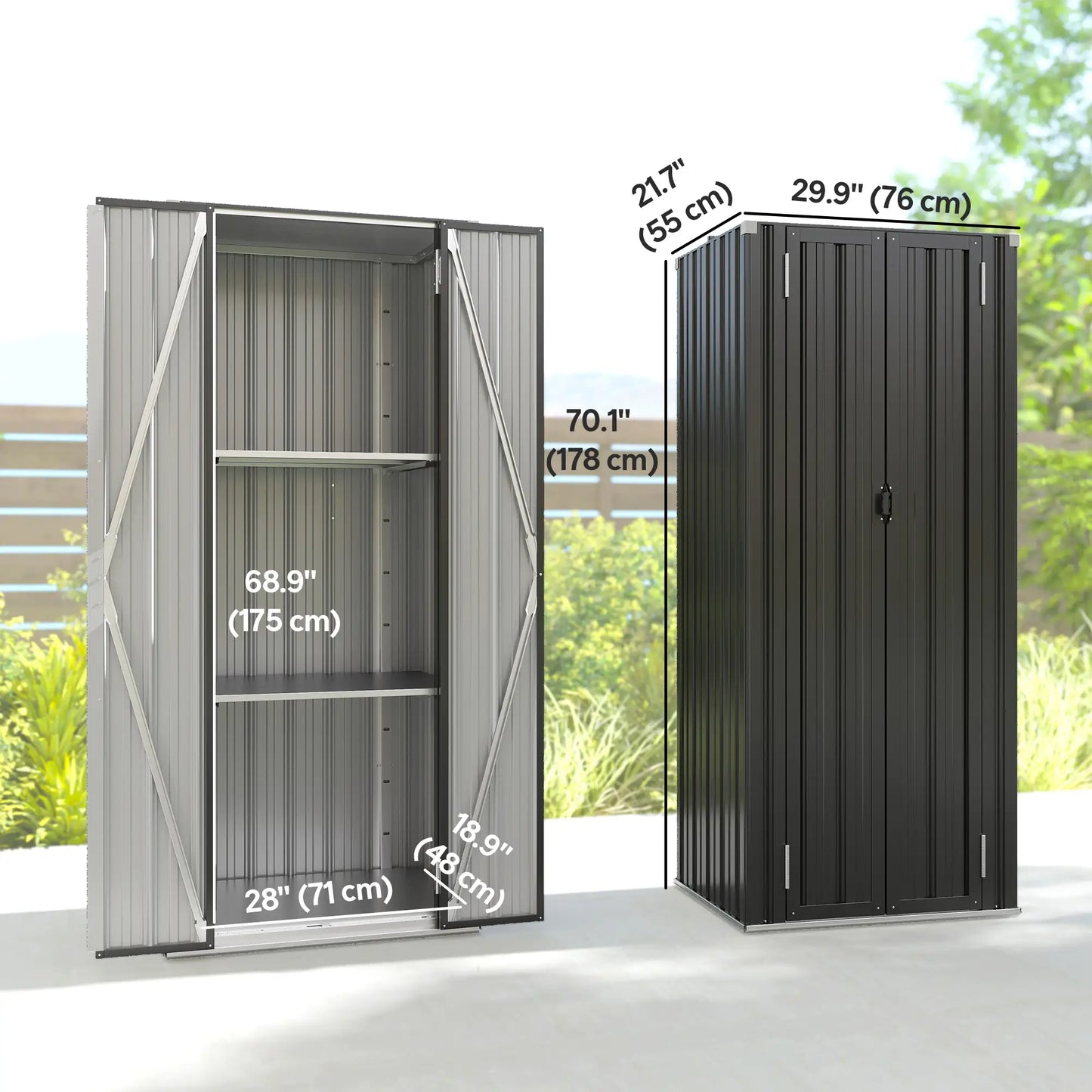 Outdoor Storage Shed, Adjustable Shelves, Metal Garden Shed, Double Doors Sheds at Gallery Canada