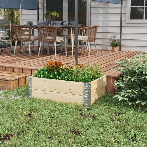 Raised Garden Bed, Foldable Wooden Planter, Outdoor Vegetables, Flowers, Herbs