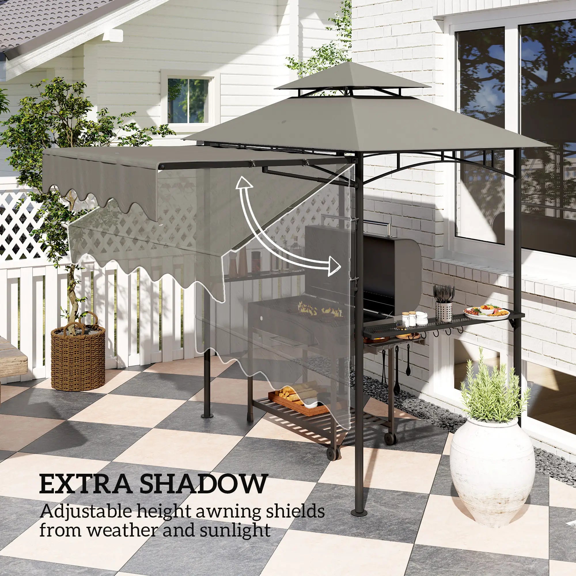 8' x 5' Grill Gazebo, Double Tiered, Light Grey BBQ Grill Gazebos at Gallery Canada