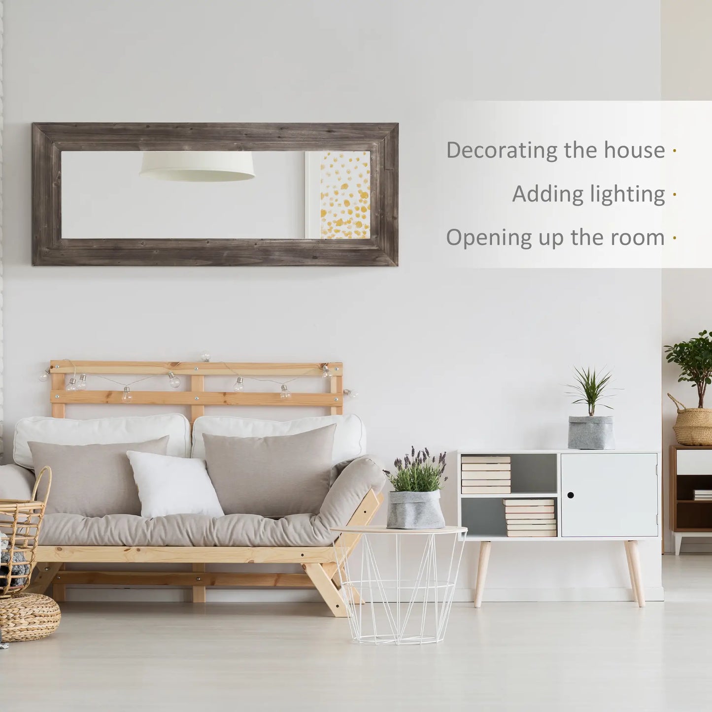 59" x 23.5" Full Length Mirror, Farmhouse Wall Mount, Dark Brown Wall Mirrors at Gallery Canada