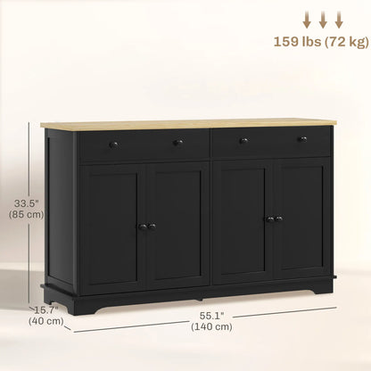 Modern Sideboard, Buffet Cabinet with Drawers, Adjustable Shelves, Black Storage Cabinets at Gallery Canada