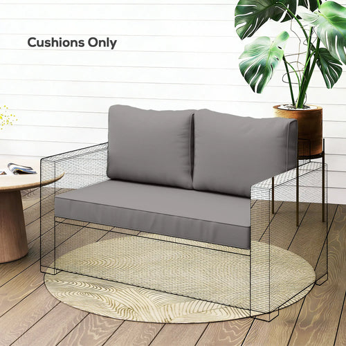 2 Seater Outdoor Cushions With Backrest, Light Grey