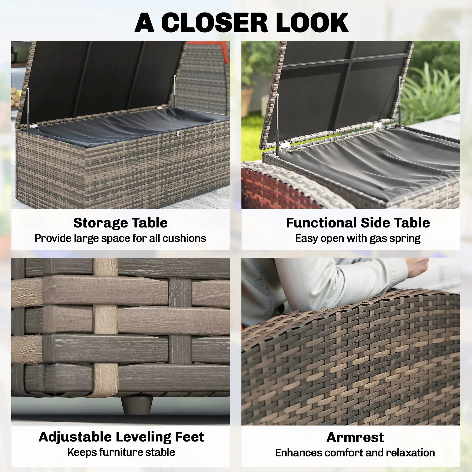 6-Piece Wicker Patio Furniture Set, 7-Seater with Cushions, Cream White Patio Furniture Sets at Gallery Canada