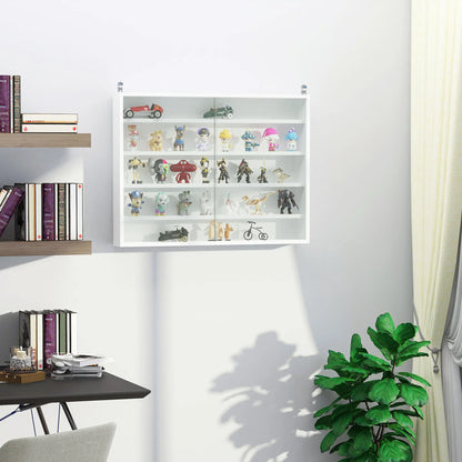 5-Tier Glass Display Cabinet, 2 Doors, 4 Adjustable Shelves, White Display Bookshelves at Gallery Canada